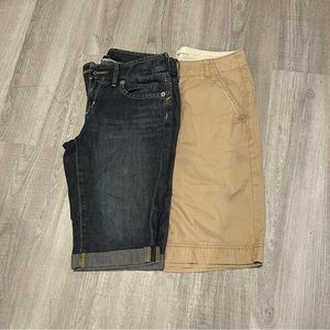 2 Pairs Banana Republic Shorts Jean Khaki Size 0